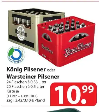 Famila Nord Ost Konig Pilsener oder Warsteiner Pilsener 24 Flaschen a 0,33 Liter Angebot