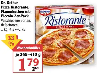 Globus Dr. Oetker Pizza Ristorante, Flammkuchen Piccola 2er-Pack 265-410g Angebot