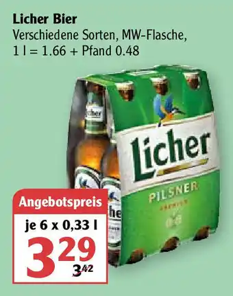 Globus Licher Bier 6 x 0,33 L Angebot