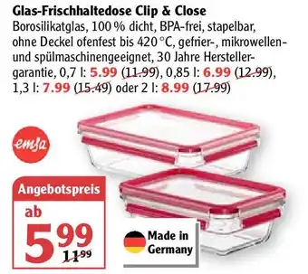 Globus Glas-frischhaltedose clip & close Angebot