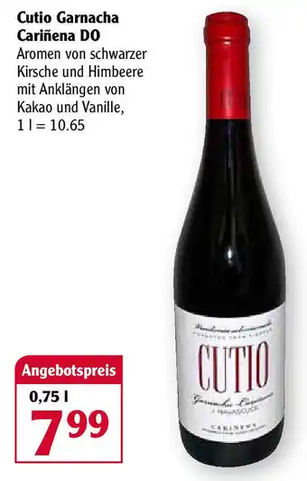Globus Cutio Garnacha Cariñena DO 0,75L Angebot