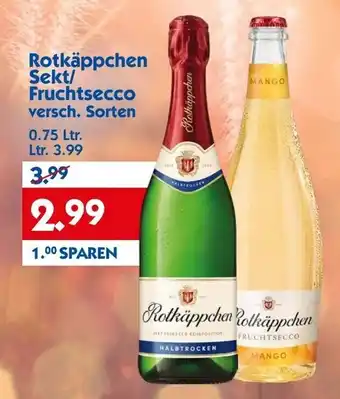 Hol'ab Getränkemarkt Rotkäppchen Sekt oder Fruchtsecco 0,75L Angebot