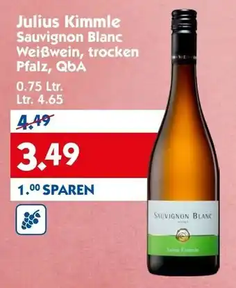 Hol'ab Getränkemarkt Julius Kimmle Sauvignon Blanc Weißwein, trocken Pfalz, QbA 0,75L Angebot