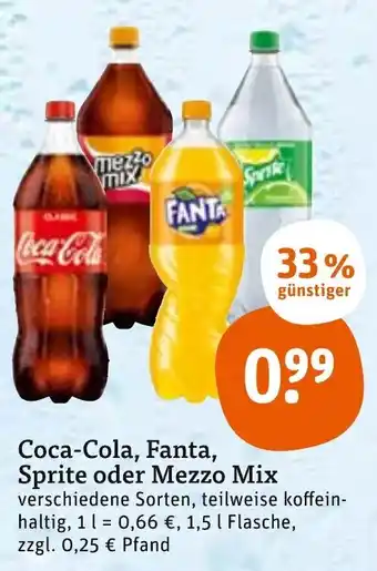 tegut Coca Cola , Fanta, Sprite oder Mezzo Mix 1,5L Flasche Angebot