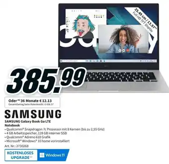 MediaMarkt Samsung Galaxy Book Go LTE Notebook Angebot