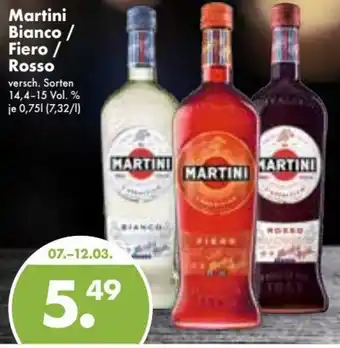 Trink und Spare Martini Bianco, Fiero oder Rosso 0,75L Angebot