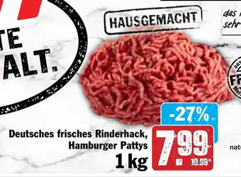 Hit Deutsches frisches Rinderhack, Hamburger Pattys 1kg Angebot