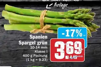 Hit Spanien Spargel grun 400g Angebot