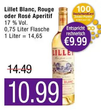 Marktkauf Lillet Blanc, Rouge oder Rosé Aperitif 0,75L Flasche Angebot