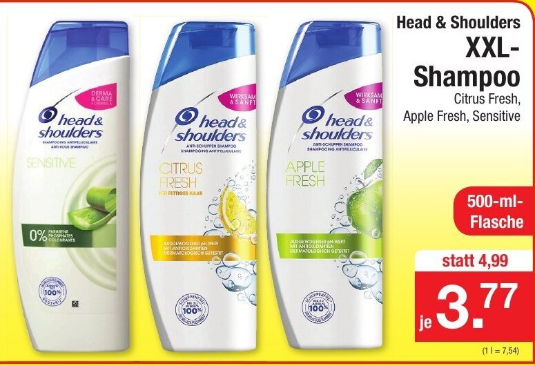 Head & Shoulders XXL Shampoo 500ml Angebot bei Zimmermann
