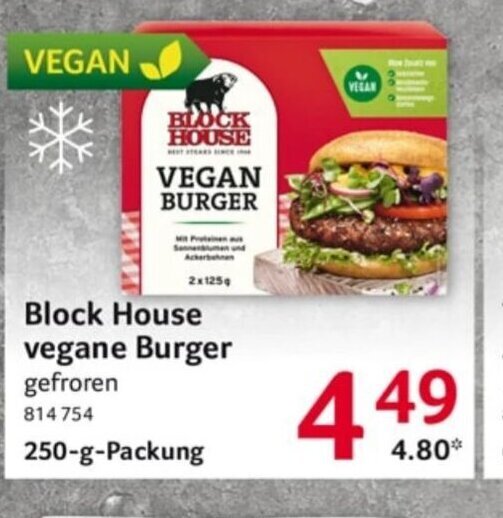 Block House vegane Burger 250 g packung Angebot bei Selgros