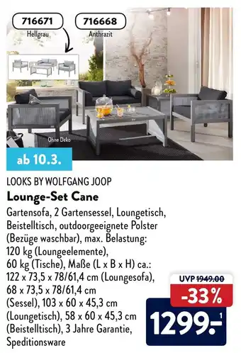 Aldi Nord Looks by Wolfgang Joop Lounge Set Cane Angebot