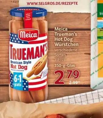 Selgros Meica Trueman's Hot Dog Wurstchen 350 g glas Angebot