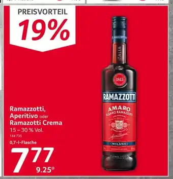 Selgros Ramazzotti, Aperitivo oder Ramazotti Crema 0,7 l Flasche Angebot