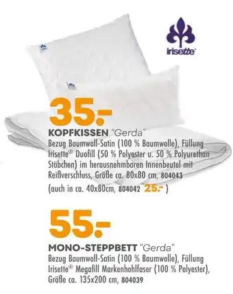 Möbel Kraft Irisette kopfkissen oder mono-steppbett  "gerda" Angebot