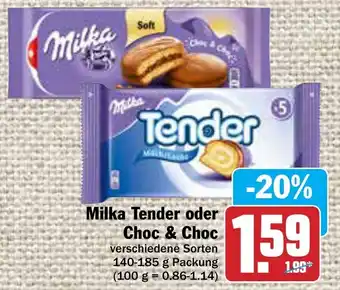 AEZ Milka Tender oder Choc & Choc 140-185g Packung Angebot