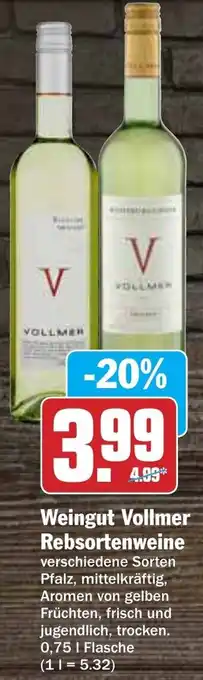 AEZ Weingut Vollmer Rebsortenweine 0,75L Flasche Angebot