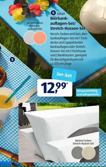 Aldi Süd Tukan Bierbankauflagen Set/Stretch Hussen Set Angebot