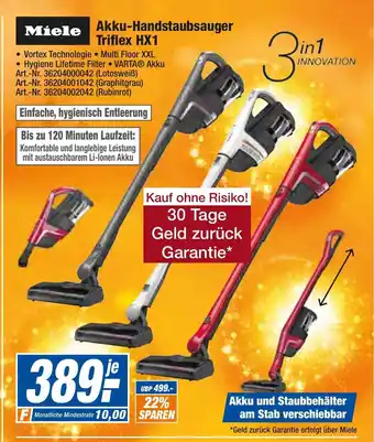 expert Techno Land Miele Akku Handstaubsauger Triflex HX1 Angebot