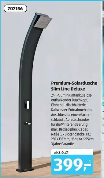 Aldi Süd Premium Solardusche Slim Line Deluxe Angebot