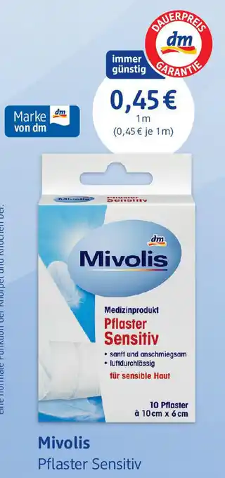 dm drogerie Mivolis Pflaster Sensitiv 1m Angebot