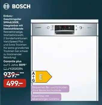 Galeria Bosch Einbau Geschirrspüler SMI46LS00E, integrierbar mit Edelstahlblende Angebot