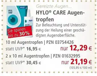 Apotal Hylo Care Augen-tropfen Angebot