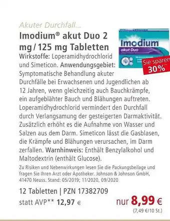 Apotal Imodium Akut Duo 2 Mg - 125 Mg Tabletten Angebot