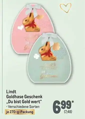 METRO Lindt Goldhase Geschenk „du Bist Gold Wert“ Angebot