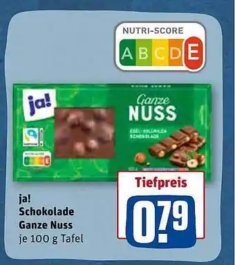 REWE Ja! Schokolade Ganze Nuss Angebot