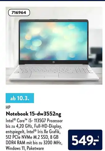 Aldi Nord Hp Notebook 15-dw3552ng Angebot