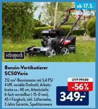 Aldi Nord Scheppach Benzin-vertikutierer Sc50vario Angebot