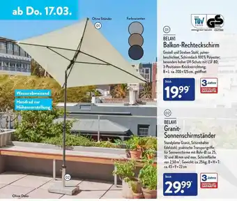 Aldi Nord Belavi Balkon-rechteckschirm Oder Granit-sonnenschirmständer Angebot