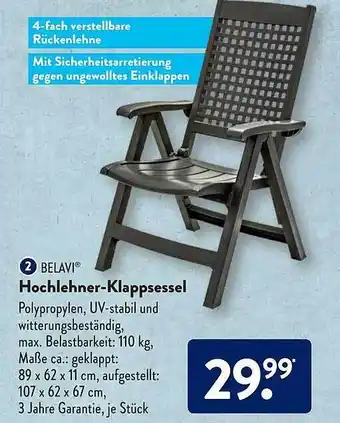 Aldi Süd Belavi Hochlehner-klappsessel Angebot