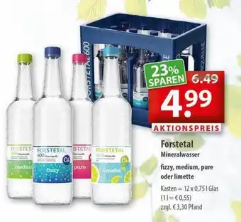 Getränkeland Forstetal Mineralwasser Fizzy, Medium, Pure Oder Limette Angebot