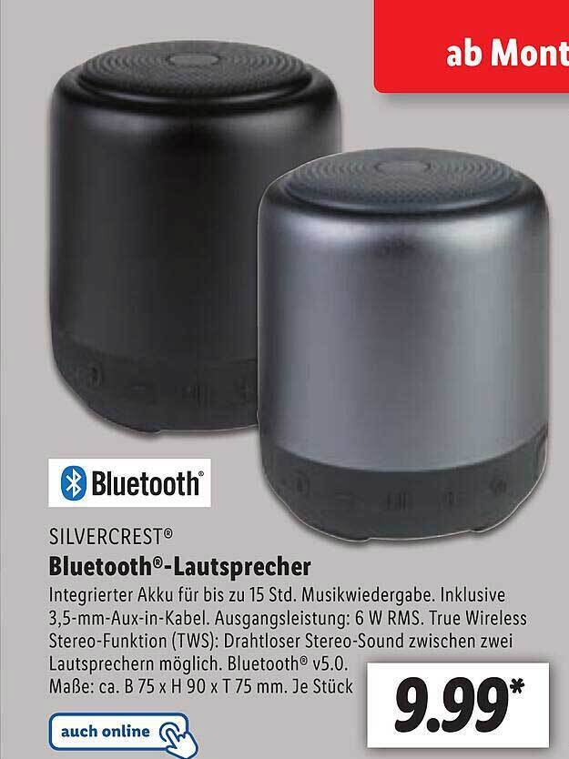 Silvercrest Bluetoothlautsprecher Angebot bei Lidl