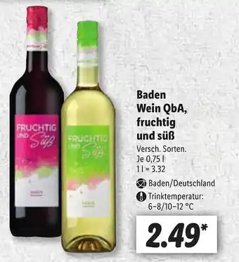 Lidl Baden Wein Qba, Fruchtig Und Süß Angebot