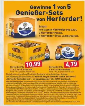 Getränkehaus Herforder Pils Angebot