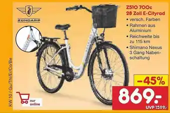 Netto Marken-Discount Zündapp Z510 700c 28 Zoll E-cityrad Angebot