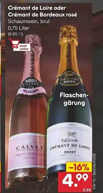 Netto Marken-Discount Crémant De Loire Oder Crémant De Bordeaux Rosé Angebot