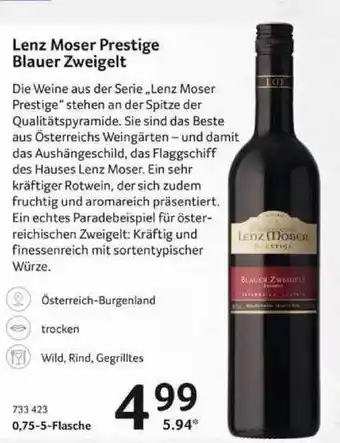 Selgros Lenz Moser Prestige Blauer Zweigelt Angebot