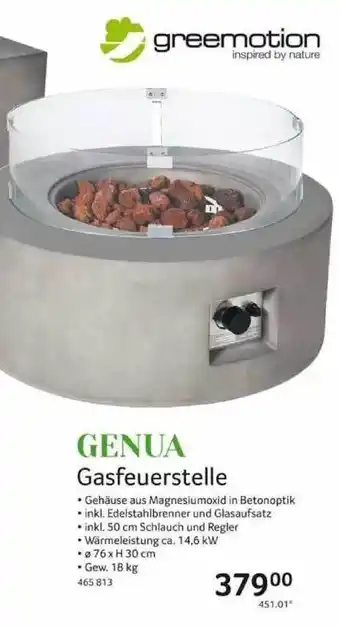 Selgros Genua Gasfeuerstelle Greemotion Angebot