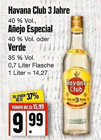 Edeka Frischemarkt Havana Club 3 Jahre Añejo Especial Oder Verde Angebot