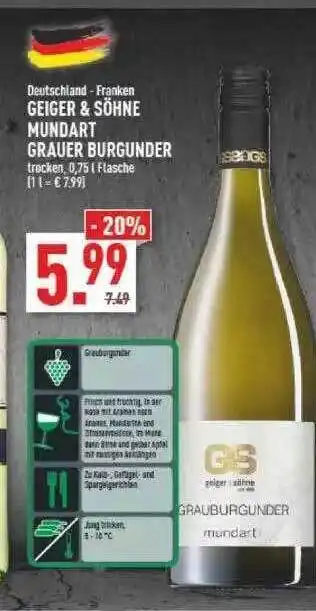 Marktkauf Deutschland - Franken Geiger & Söhne Mundart Grauer Burgunder Angebot