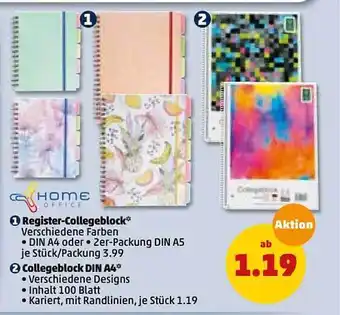 PENNY Home Register-collegeblock Oder Din A4 Angebot