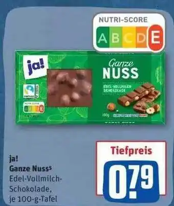 REWE Ja! Ganze Nuss Edel-vollmilch-schokolade Angebot