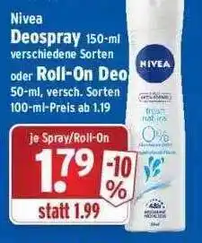 Wasgau Nivea Deospray Oder Roll-on Deo Angebot