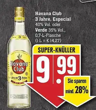 Edeka Havana Club 3 Jahre, Especial Oder Verde Angebot