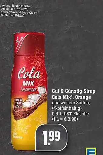 Edeka Gut & Günstig Sirup Cola Mix, Orange Angebot