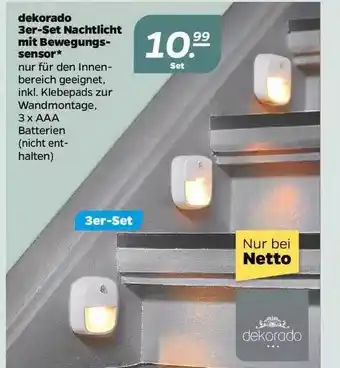 NETTO Dekorado 3er-set Nachtlicht Mit Bewegungssensor Angebot